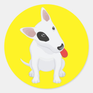Love Bull Terrier Puppy Dog Yellow Sticker / Label