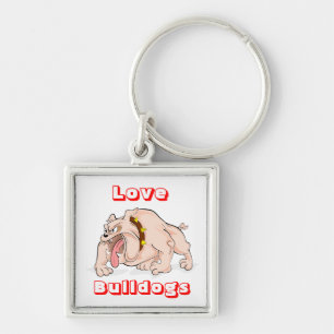 Love Bulldogs Cartoon Bulldog Puppy Dog Keychain