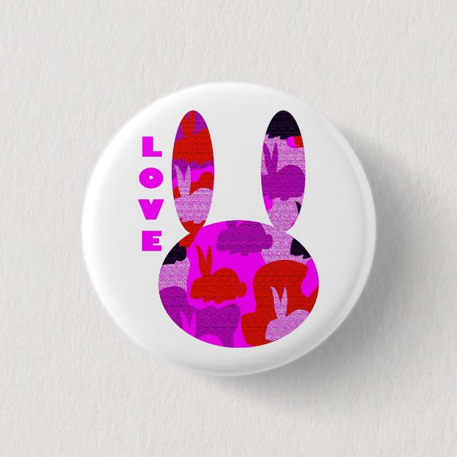 Love Bunny Badge 1 Inch Round Button (Front)