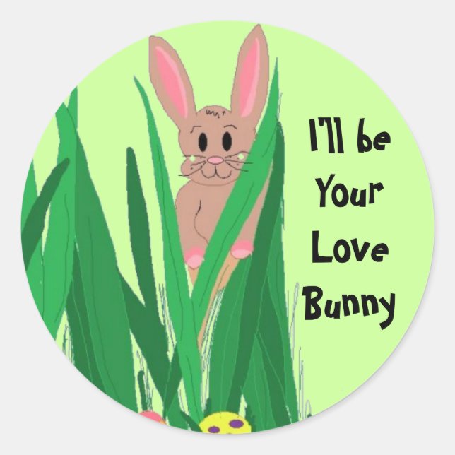 Love Bunny Classic Round Sticker (Front)