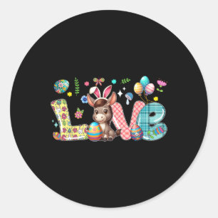 Love Bunny Donkey Easter Day Hunting Eggs Colourfu Classic Round Sticker