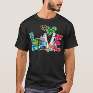 LOVE Bunny Garbage Truck Easter Eggs Colourful Cos T-Shirt