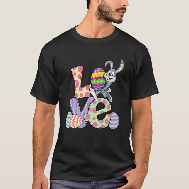 Love Bunny Rabbit Pastel Spring Hunt Eggs Rabbit E T-Shirt (Front)