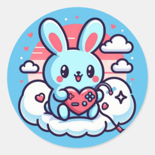 Love Bunny valentine day Classic Round Sticker