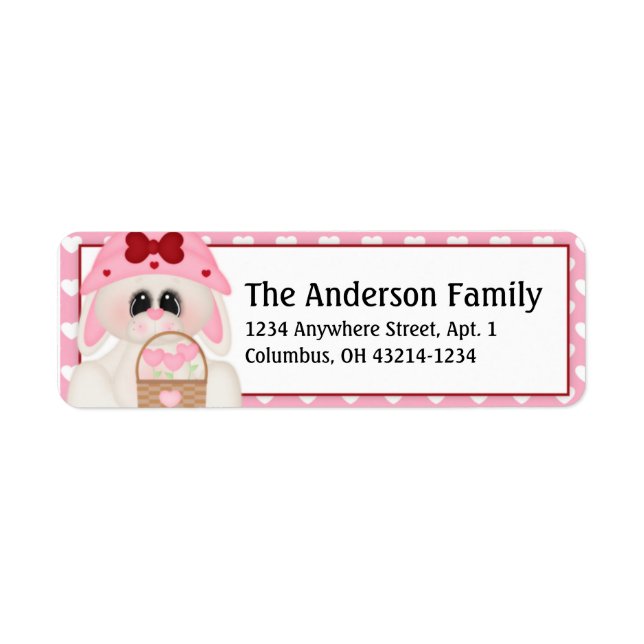 Love Bunny Valentine Return Address Labels d3 (Front)