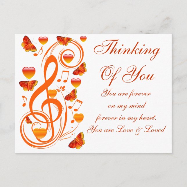 Love & Butterflies,Music notes_ Postcard (Front)