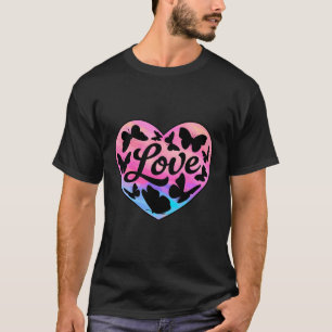 Love Butterfly Insect Lovers Women Girls Cute Hear T-Shirt