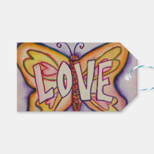 Love Butterfly Word Custom Card Gift Tags