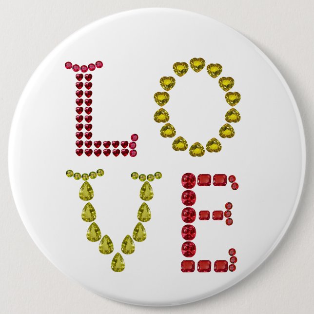 Love Button with Red & Yellow Gemstones (Front)