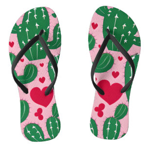 Love Cactus Pattern Flip Flops