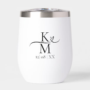 Love Calligraphy Initials Heart Black B&W ID940