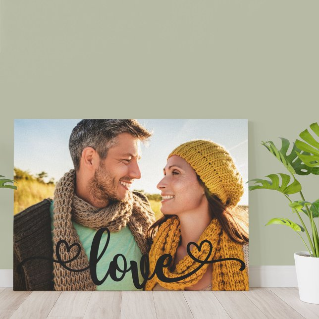 Love Calligraphy Overlay Custom Photo Canvas Print (Creator Uploaded)