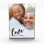 Love Calligraphy Script Custom Colour Overlay Photo Block<br><div class="desc">A custom wedding keepsake photo with "love" in an elegant calligraphy script and personalized date in the corner with a romantic look - choose the colour of the text and calligraphy fill colour by clicking "customize further".</div>