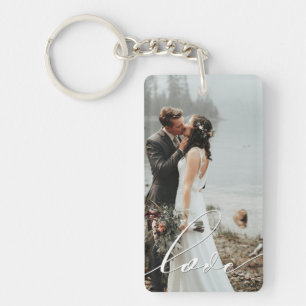 LOVE CALLIGRAPHY Script Typography Wedding Overlay Keychain