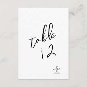 Love Calligraphy Table Number Black B&W ID940