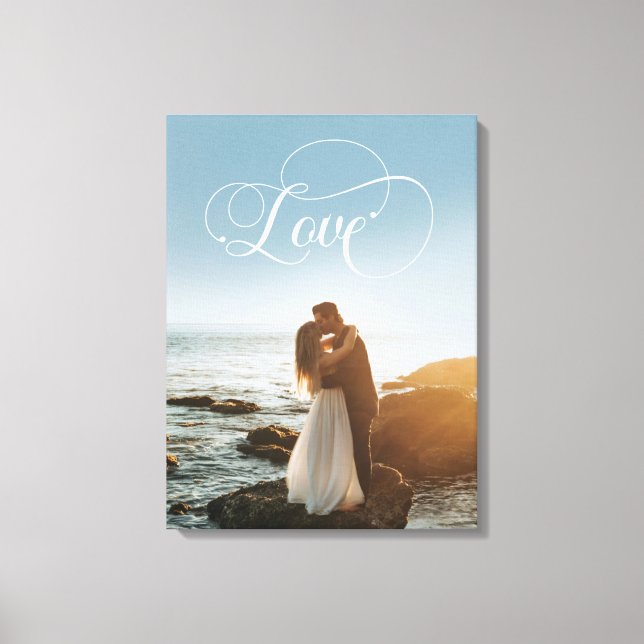 Love Calligraphy Wedding Photo  Canvas Print (Front)
