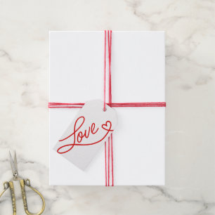 Love Calligraphy With Heart Valentine's Day Gift Tags