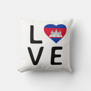 Love - Cambodia Flag Throw Pillow