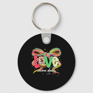 Love Came Down Coquette Bow Christian Christmas Ba Keychain