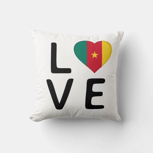 Love - Cameroon Flag Throw Pillow (Front)