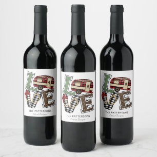 Love Camping Christmas Camp Flip Flop Personalized Wine Label