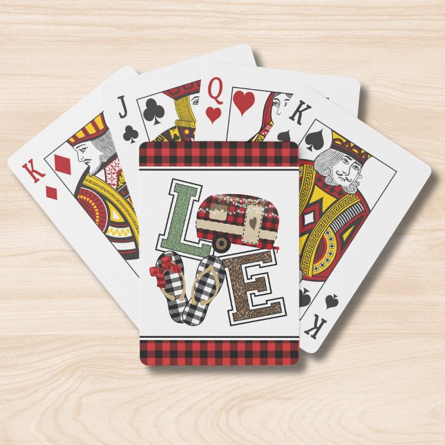 Love Camping Modern Christmas Camper Flip Flops Playing Cards (Creator Uploaded)