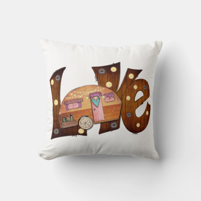 Love Camping Pretty Throw Pillow (Front)