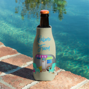Love Camping Saying Silver Travel Trailer Bottle Cooler
