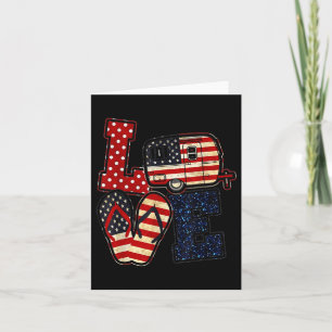 Love Camping Usa Flag 4th Of July Flip Flop Camper Card