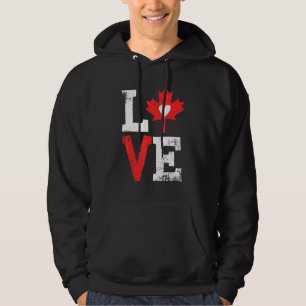 Love Canada Day Patriotic Canadian Red Maple Leaf Hoodie
