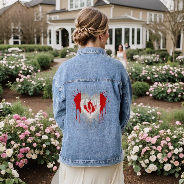 Love Canada Flag Denim Jacket (Wedding Back)