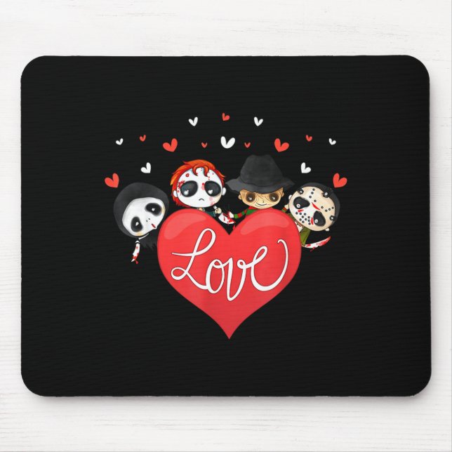 Love Candy Heart Cute Killer Horror Movie Anti Val Mouse Pad (Front)