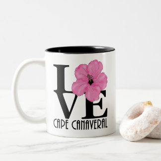 LOVE Cape Canaveral Pink Hibiscus 11oz Two-Tone Coffee Mug
