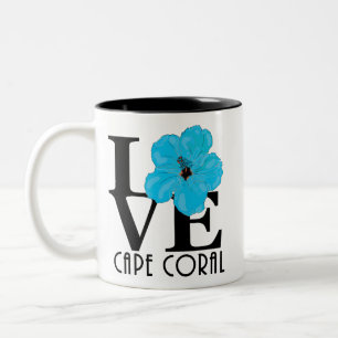 LOVE Cape Coral 11oz Blue Hibiscus Two-Tone Coffee Mug