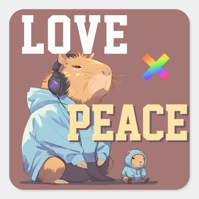 LOVE × CAPYBARA - Custom Square Sticker (Front)