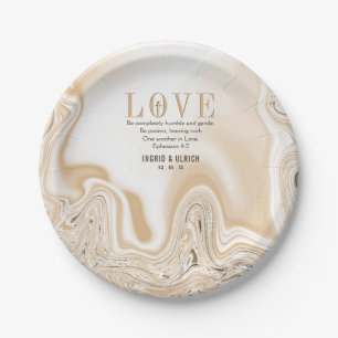 Love Caramel Marble Swirl Scripture Ephesians 4:2 Paper Plate