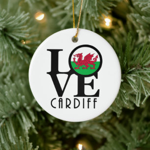 LOVE Cardiff Wales Ceramic Ornament