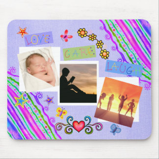 Love Care Laugh Picture Collage   Mouse Pad