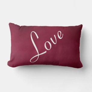 Love Carmine Red Soft Pastel Colour Tone Lumbar Pillow