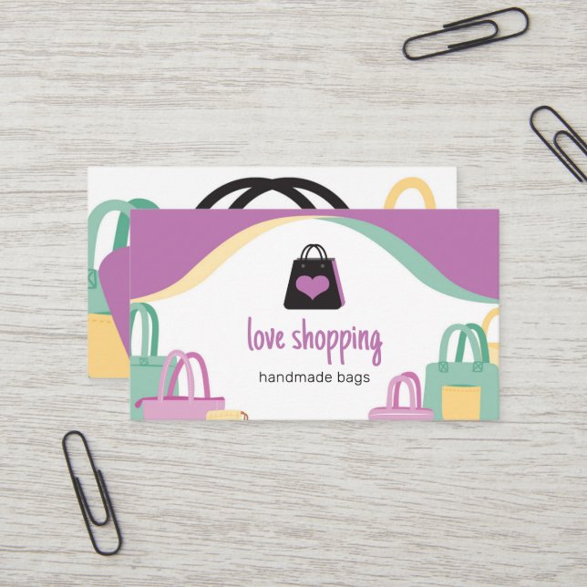 Love Carte de visite de sacs de shopping (Devant/Arrière en situation)