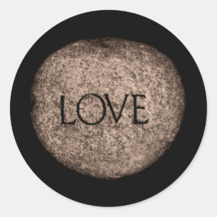 "Love" Carved Stone Classic Round Sticker