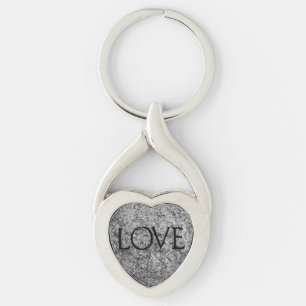 "Love" Carved Stone Keychain