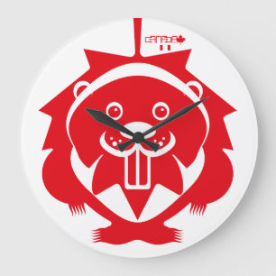 LOVE Castor/ Maple Flag Canada by Masanser Large Clock