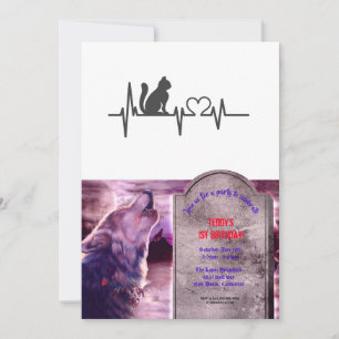 Love cat cardiogram - Choose background colour Invitation