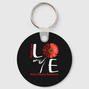 Love Cat Heart Faith Hope Love Heart Disease Aware Keychain