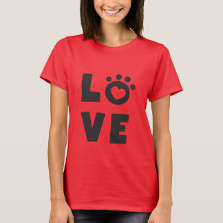 Love Cat Paw Heart Cute Kitty Design for Cat Moms T-Shirt