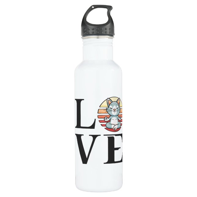 Love cats and meditation 710 ml water bottle (Front)