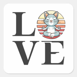 Love cats and meditation square sticker