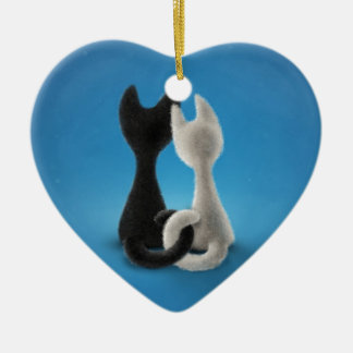 Love Cats Black and White Ceramic Ornament