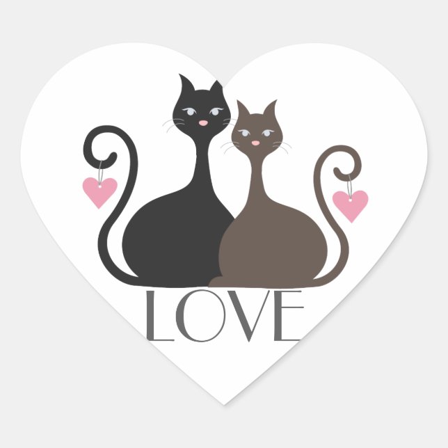 Love Cats Custom "Love" Sticker Heart (Front)